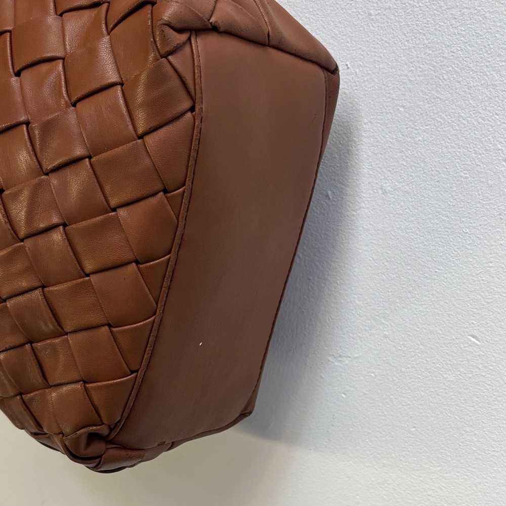 Brown Woven Vegan Leather Shoulder Bag - Picture 4 of 6